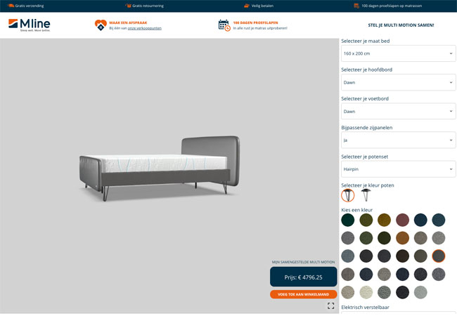 3D configurator voor bedden